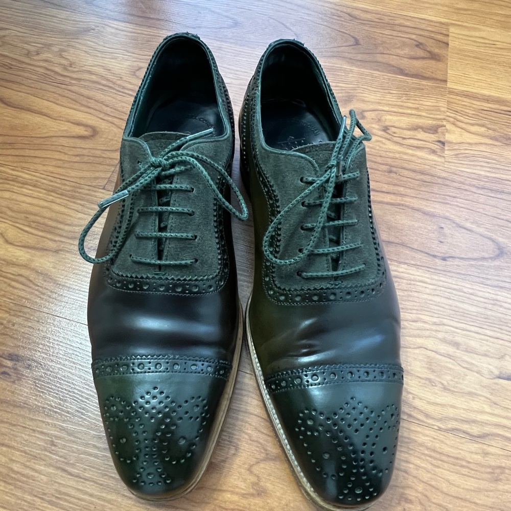 Carmina Mens Green Cordovan/Suede Shoes UK 5 Simpson Last